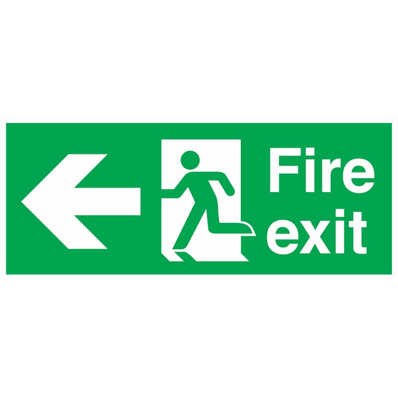 Fire Exit Left 380mm x 150mm Rigid Self-Adhesive sign