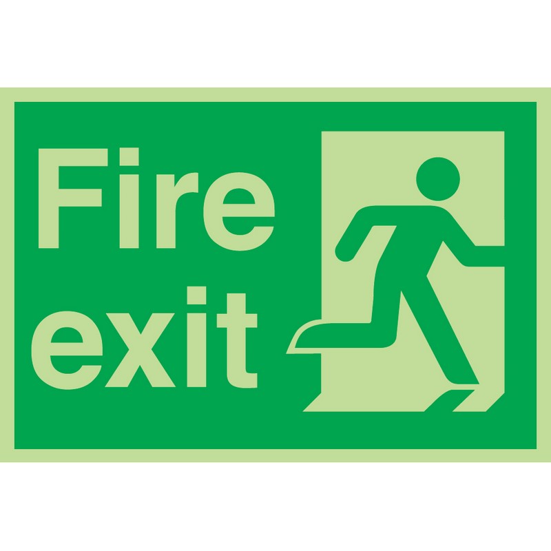 Fire Exit (Photolum) 230mm x 150mm rigid self-adhesive sign