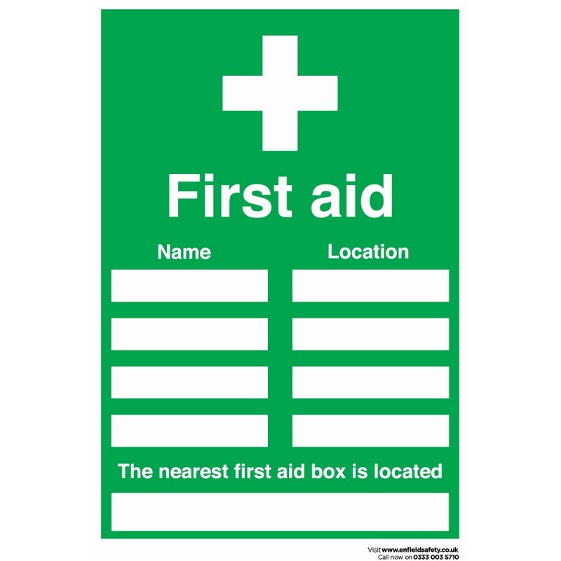 Your First Aider is Located 230mm x 330mm Rigid