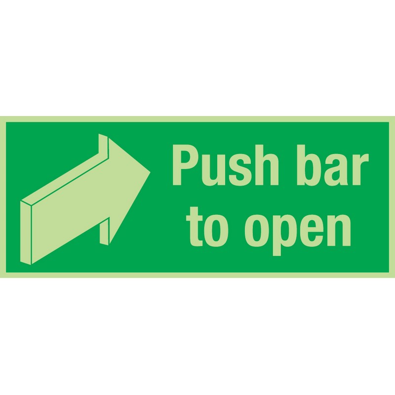 Push Bar to Open (Photolum) 380mm x 150mm Rigid Self-Adhesive sign
