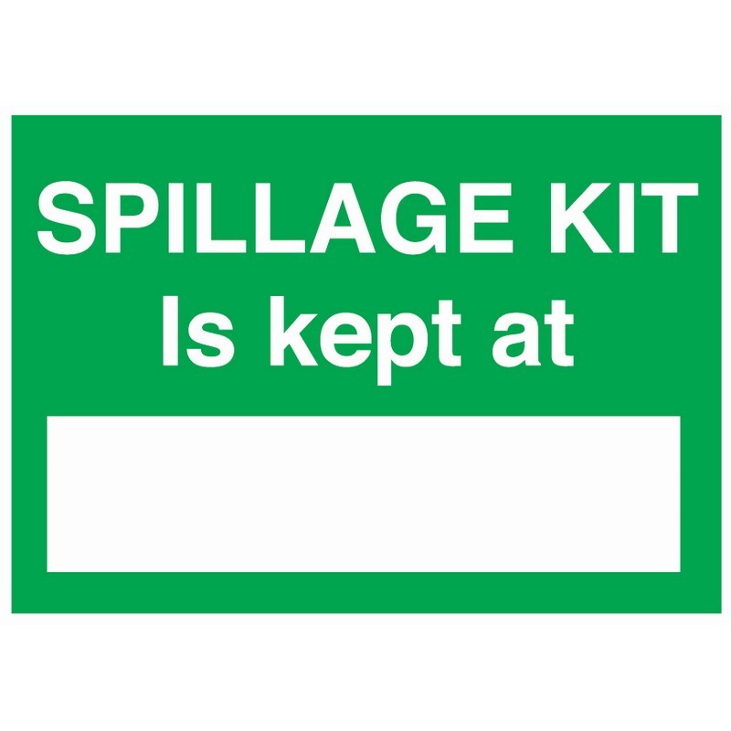 Spillage Kit Is Kept At 330mm x 230mm Self-Adhesive sign
