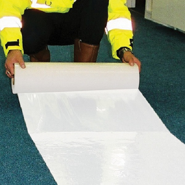 Self Adhesive Flame Retardent White Carpet Protector 600mm x 100M
