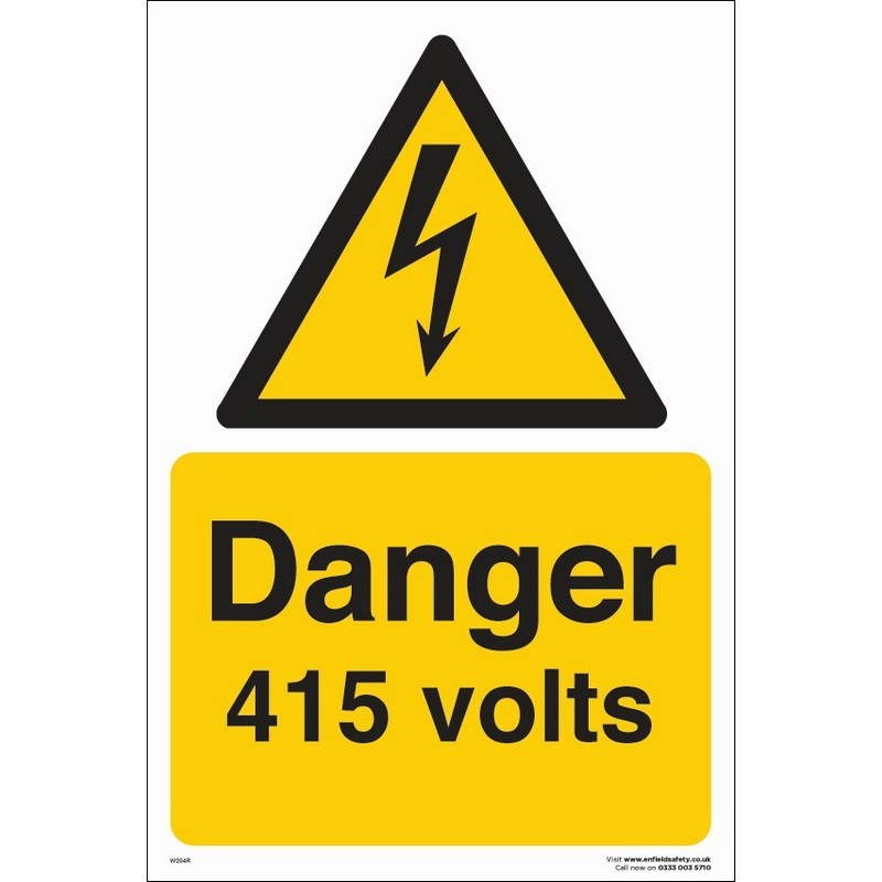 Danger 415 Volts 230mm x 330mm Rigid plastic sign