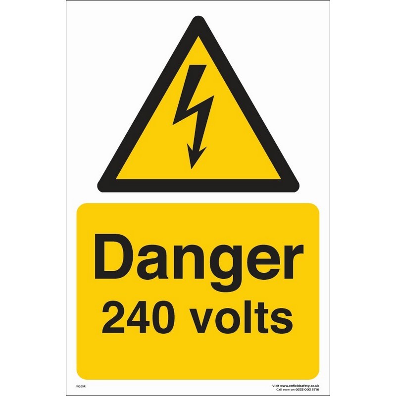 Danger 240 Volts 230mm x 330mm rigid plastic sign