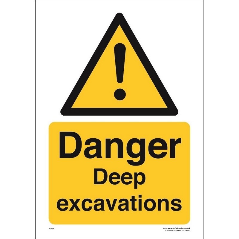 Danger Deep Excavations 230mm x 330mm rigid plastic sign