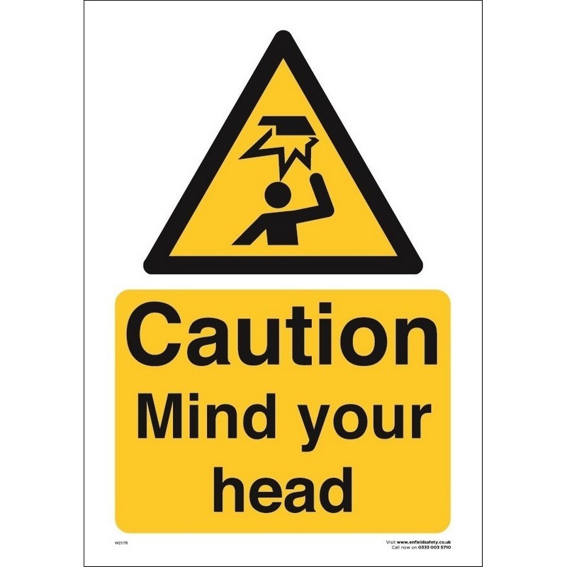 Caution Mind Your Head 230mm x 330mm rigid plastic sign