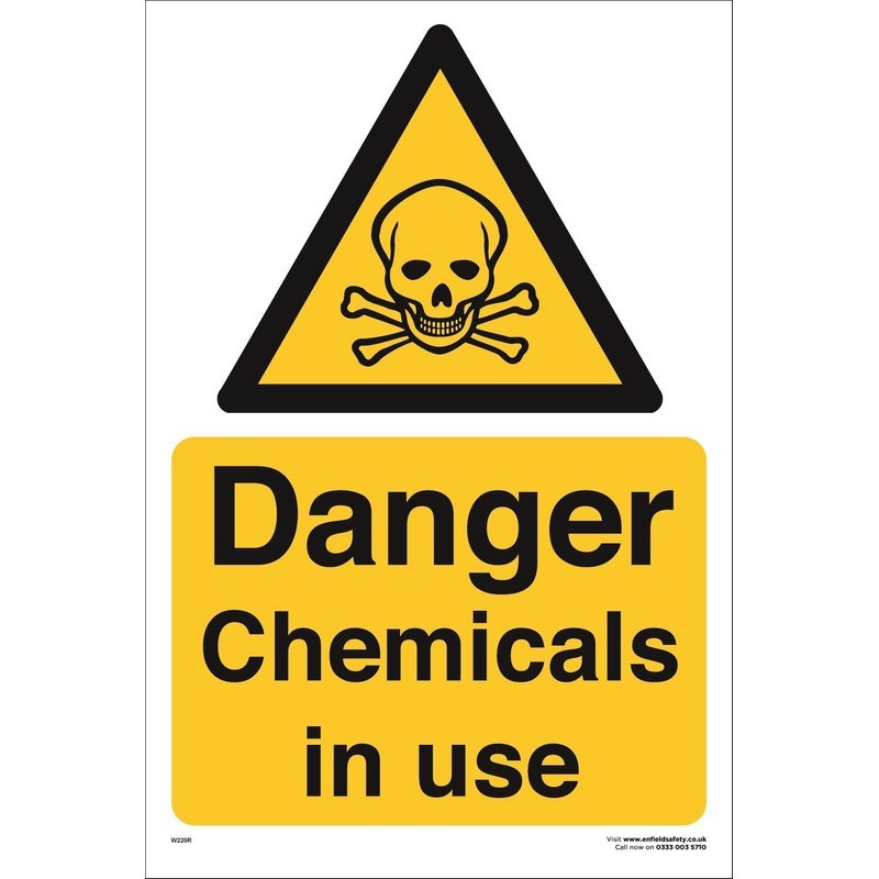 Danger Chemicals in Use 460mm x 660mm rigid plastic sign