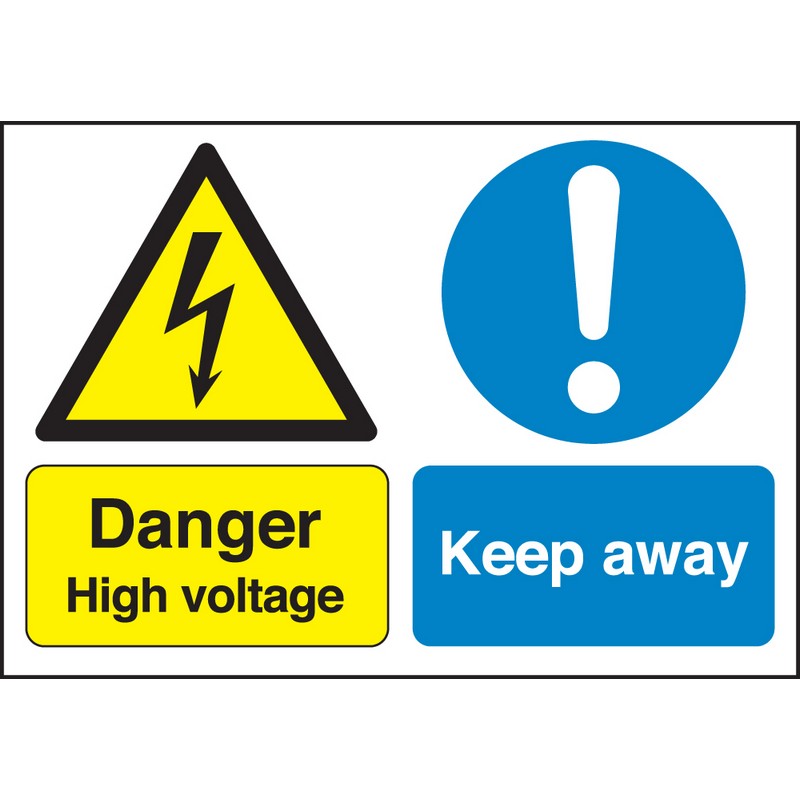 Danger High Voltage Keep Away 330mm x 230mm Rigid plastic sign