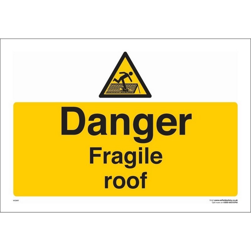 Danger Fragile Roof 330mm x 230mm Rigid plastic sign