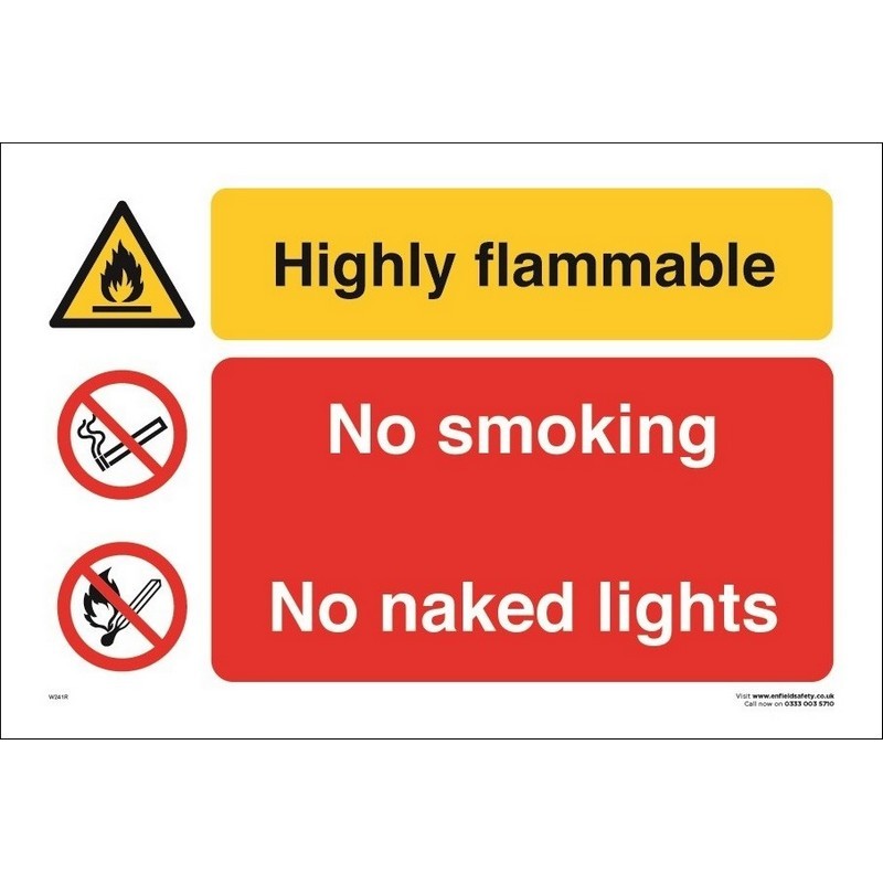 Highly Flammable No Smoking NNL 330mm x 230mm rigid plastic sign