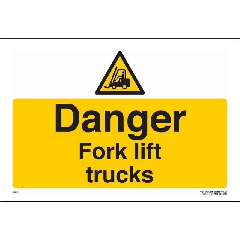 Danger Fork Lift Trucks 230mm x 330mm Rigid plastic sign