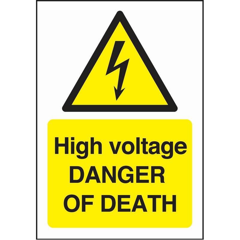 High Voltage Danger of Death 100mm x 75mm Self-Adhesive sign