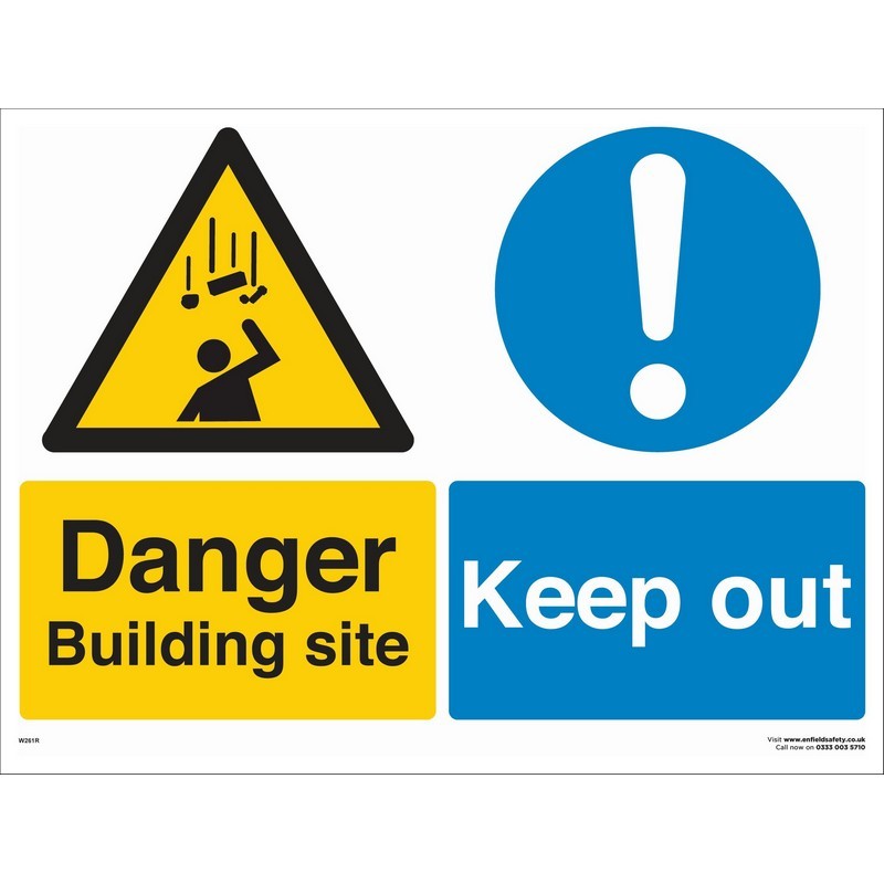 Danger Building Site Keep Out 915mm x 660mm Rigid plastic sign