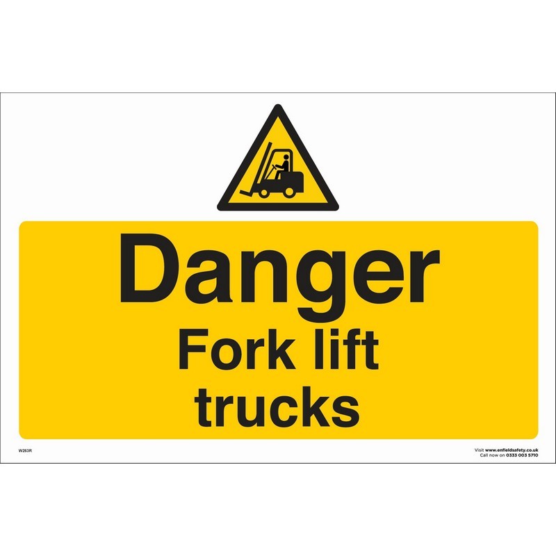 Danger Fork Lift Trucks 660mm x 460mm rigid plastic sign