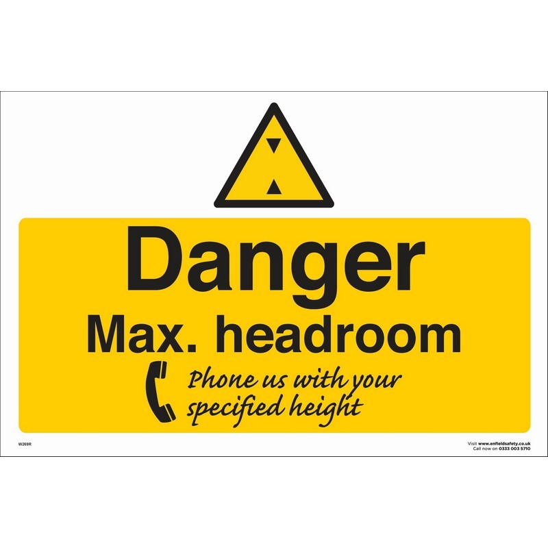 Danger Max. Headroom – Blank 660mm x 460mm rigid plastic sign