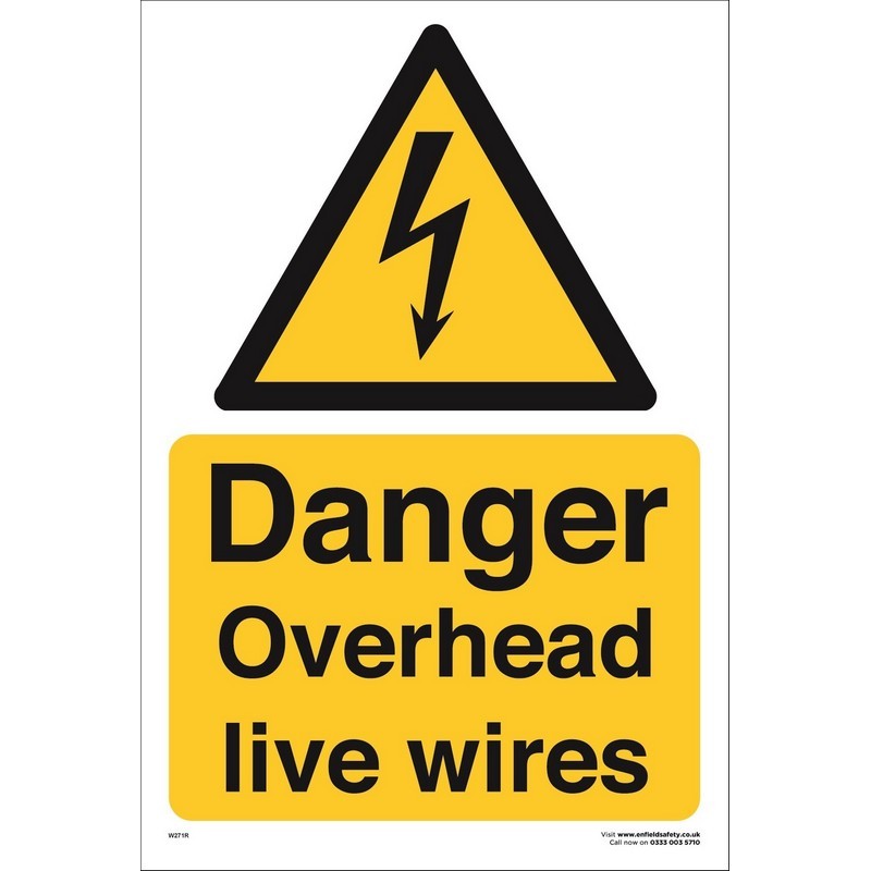 Danger Overhead Live Wires 400mm x 600mm rigid plastic sign