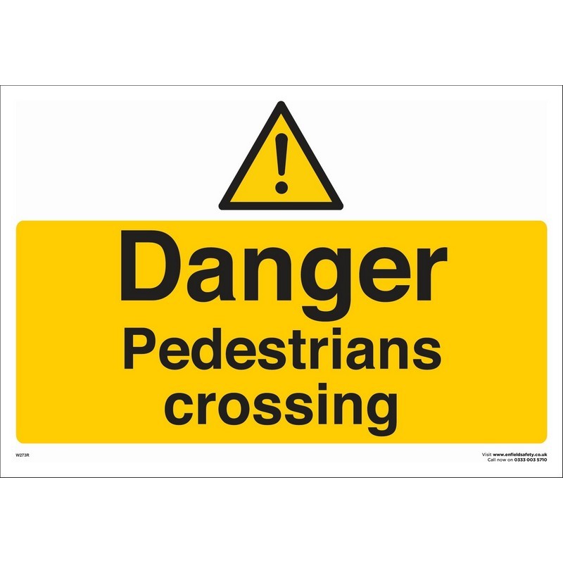 Danger Pedestrians Crossing 600mm x 400mm rigid plastic sign