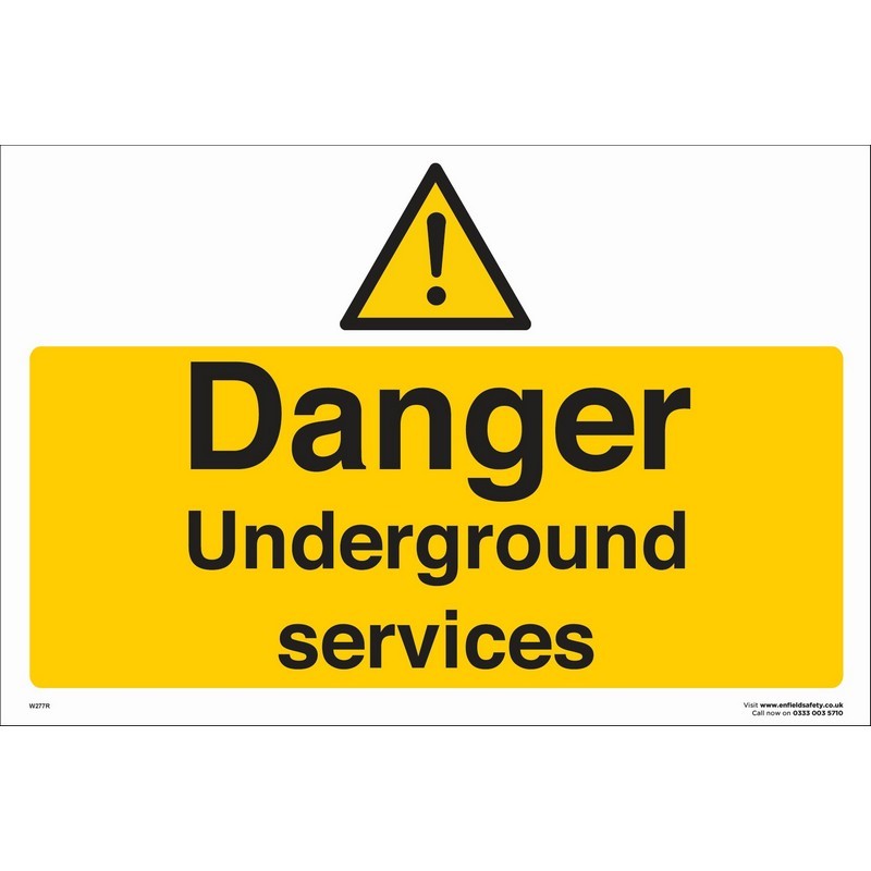 Danger Underground Services 600mm x 400mm rigid plastic sign