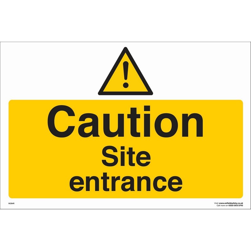 Caution Site Entrance 600mm x 400mm rigid plastic sign