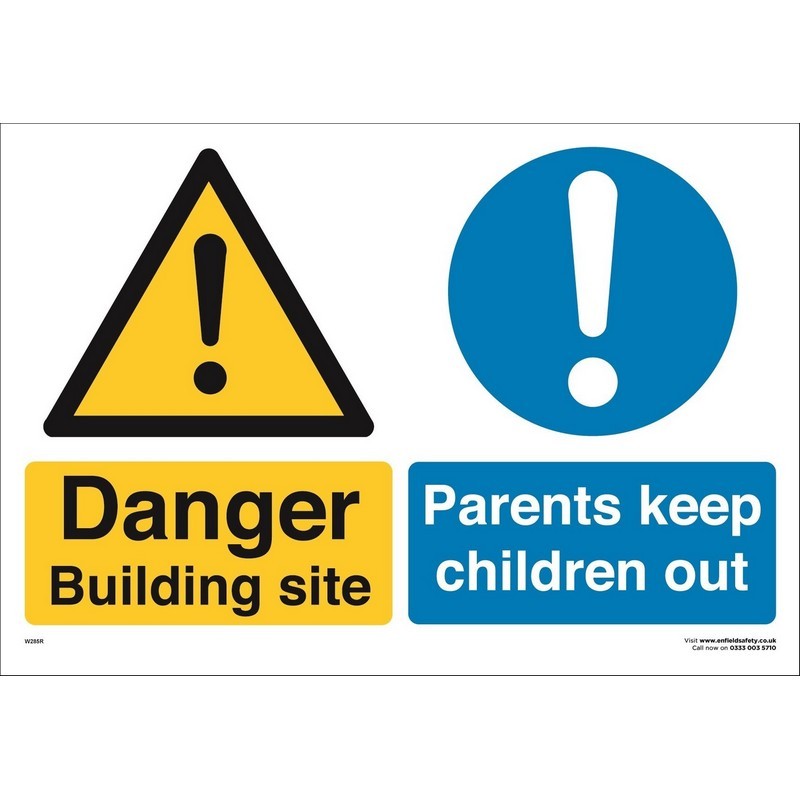 Danger Bldg Site Parents Keep Children Out 660mm x 460mm rigid plastic sign