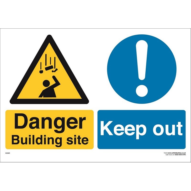 Danger Building Site Keep Out 600mm x 400mm rigid plastic sign