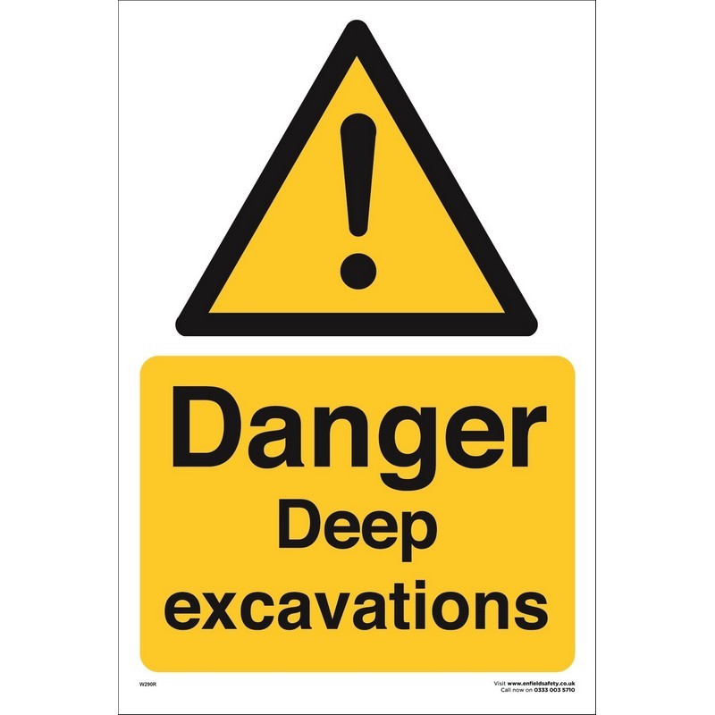 Danger Deep Excavations 400mm x 600mm rigid plastic sign