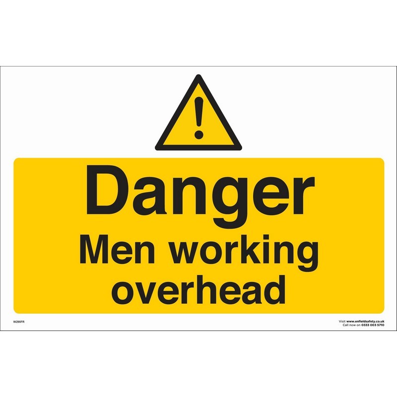Danger Men Working Overhead  660mm x 460mm folded rigid plastic sign