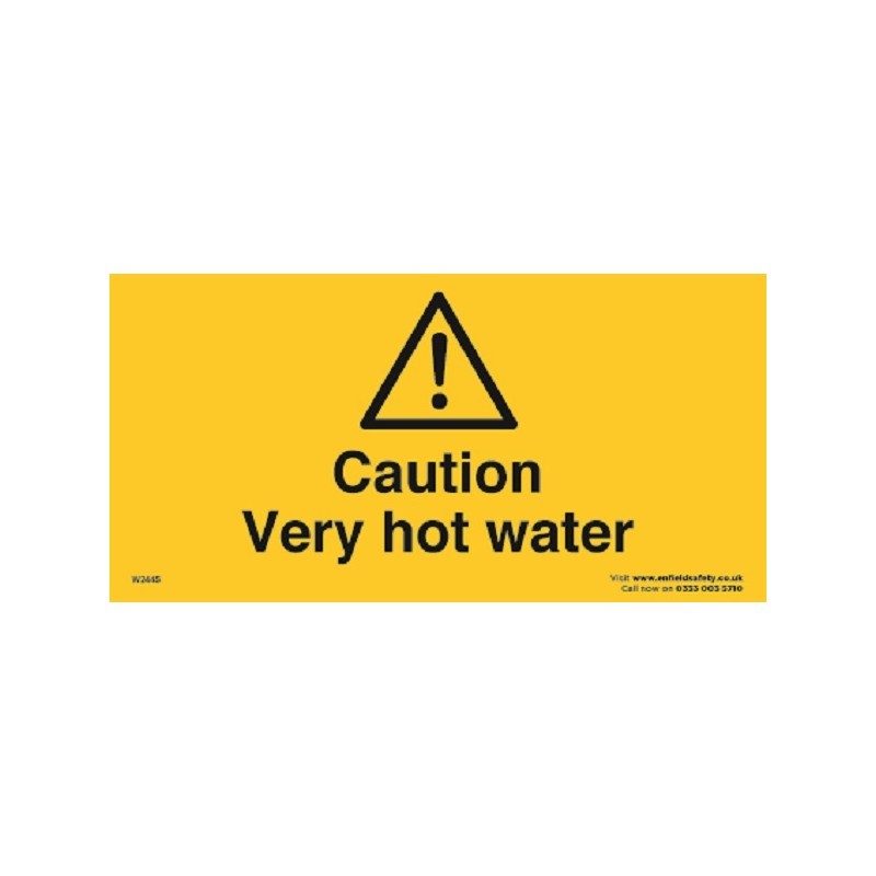 Caution – Very Hot Water 150mm x 75mm Self-Adhesive sign