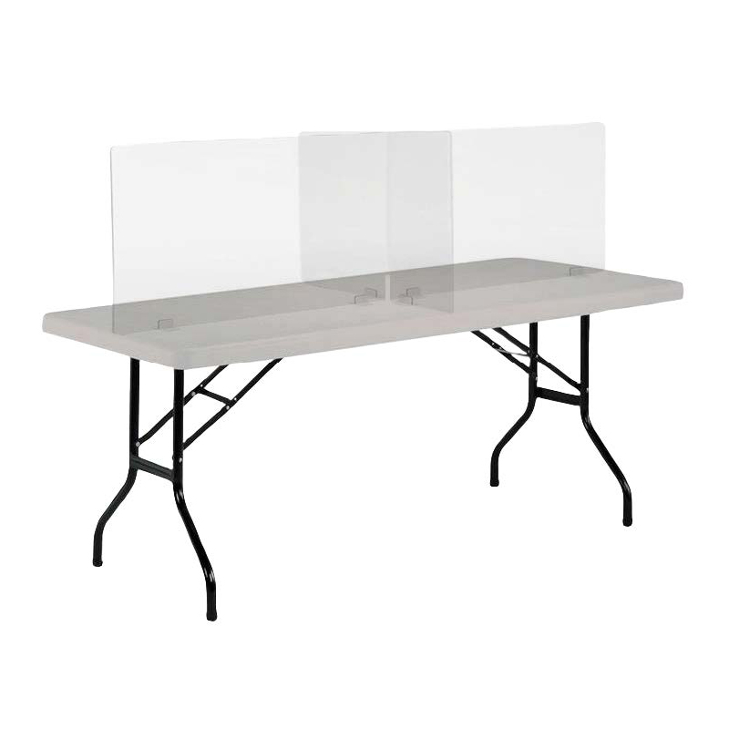 2 Part Canteen Table Screen 1800mm & 750mm (w) x 600mm (h) Slotted c/w Stick Down Brackets