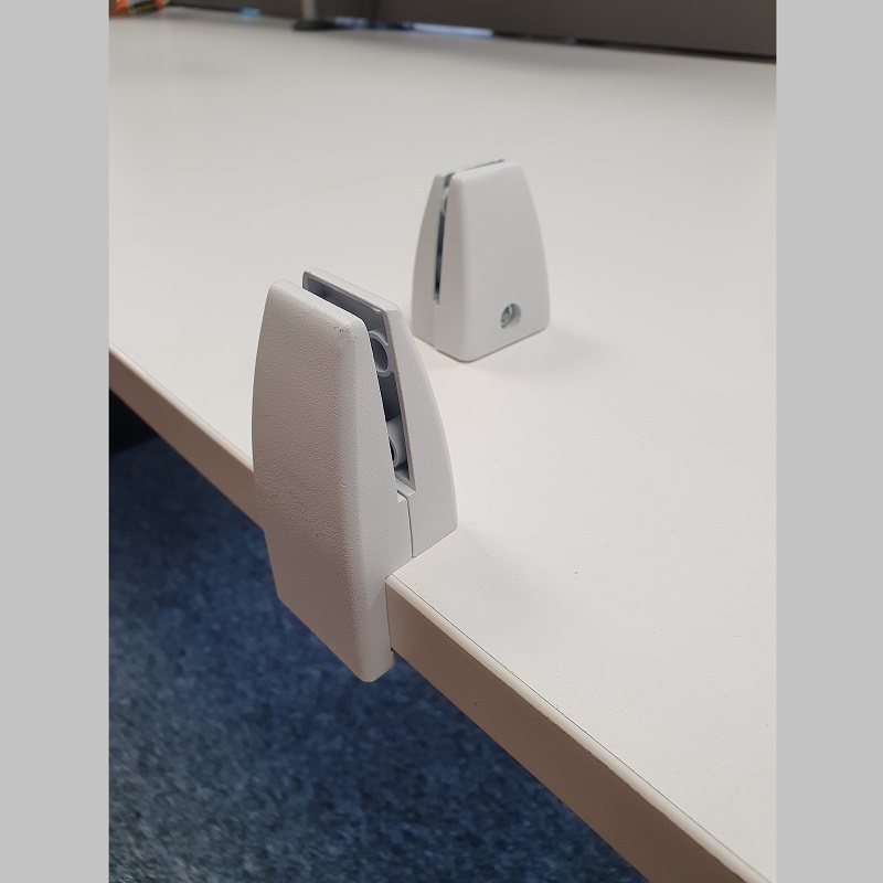 Desk Screen Brackets Mini Edge Mount - WHITE