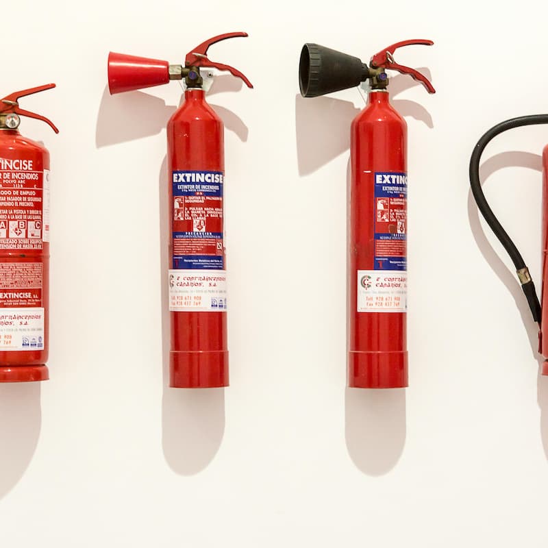 Red fire extinguishers