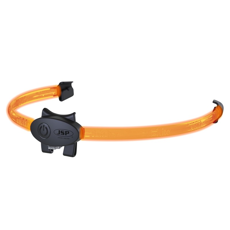 JSP visilite hard hat band with black clip and orange illumination strap